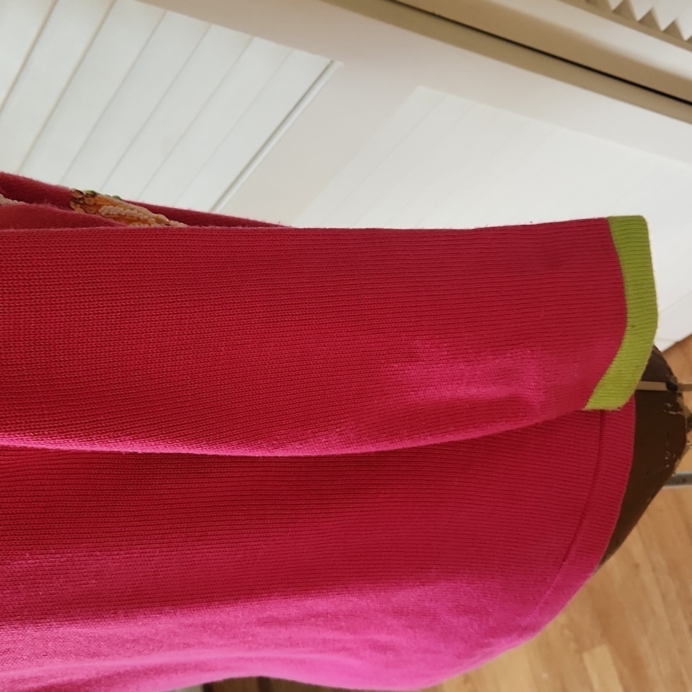 Jack B. Quick VTG 90s Beaded Sequin Cardigan Size M Pink Lime and Orange Holiday - Picture 8 of 10